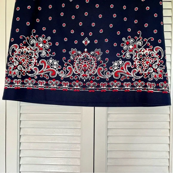 Talbots Navy, White and Red Paisley Skirt - Picture 5 of 14